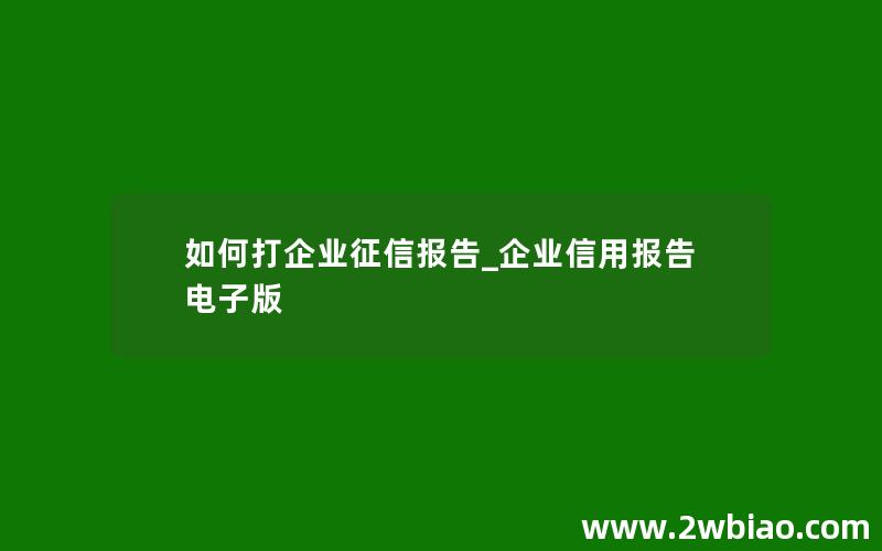 如何打企业征信报告_企业信用报告电子版