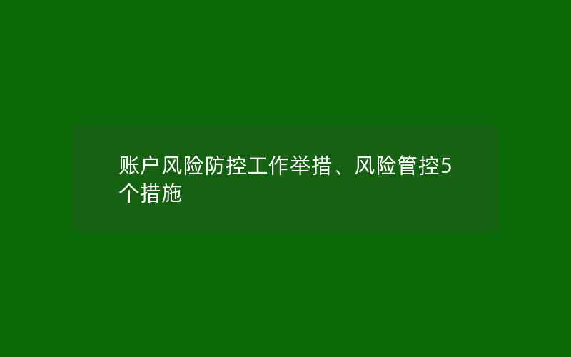 账户风险防控工作举措、风险管控5个措施