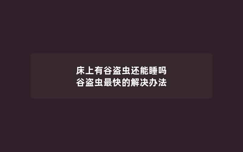 床上有谷盗虫还能睡吗 谷盗虫最快的解决办法