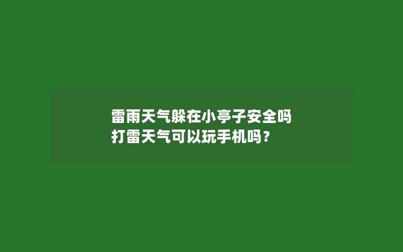 雷雨天气躲在小亭子安全吗 打雷天气可以玩手机吗？