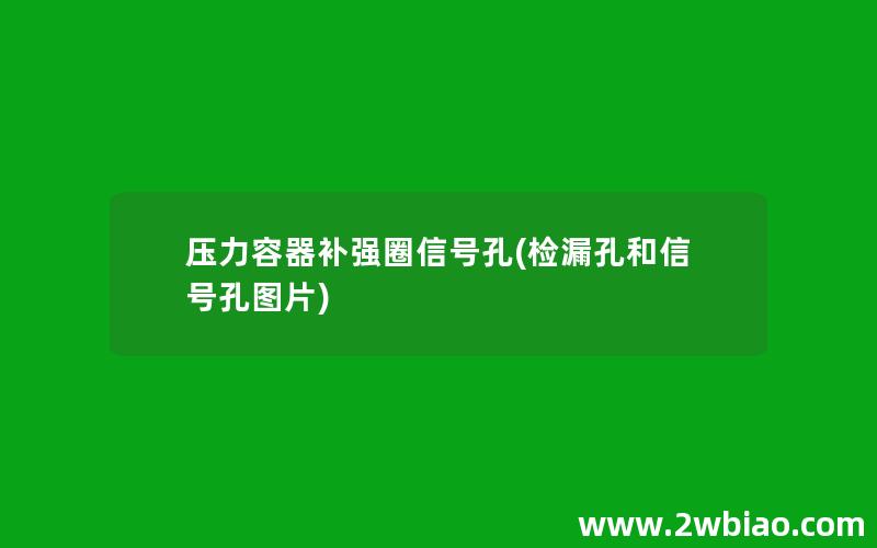 压力容器补强圈信号孔(检漏孔和信号孔图片)