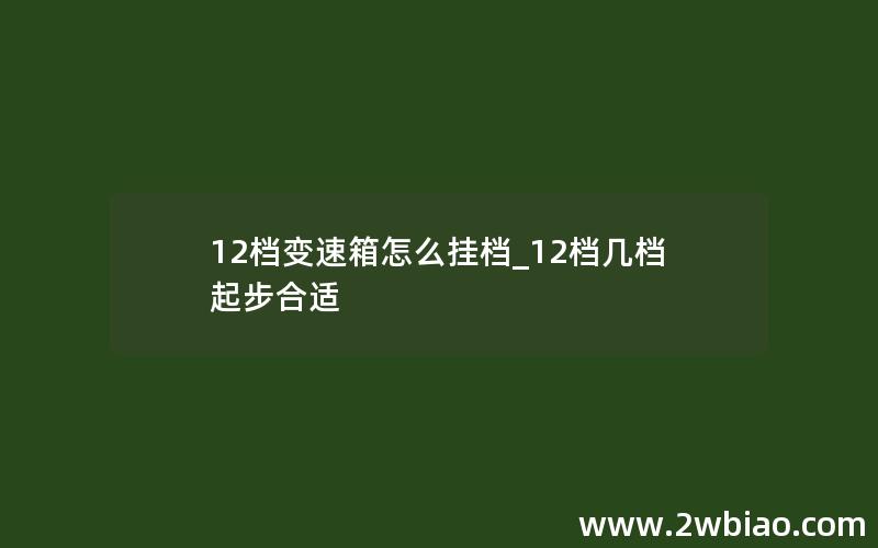 12档变速箱怎么挂档_12档几档起步合适