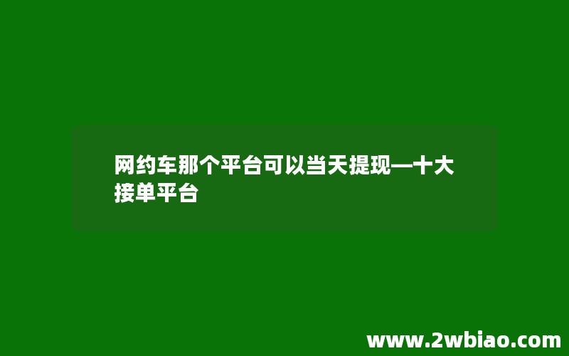 网约车那个平台可以当天提现—十大接单平台