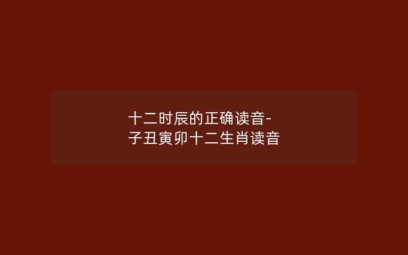 十二时辰的正确读音-子丑寅卯十二生肖读音