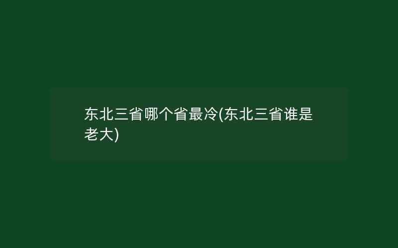 东北三省哪个省最冷(东北三省谁是老大)