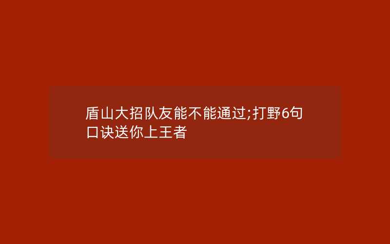 盾山大招队友能不能通过;打野6句口诀送你上王者