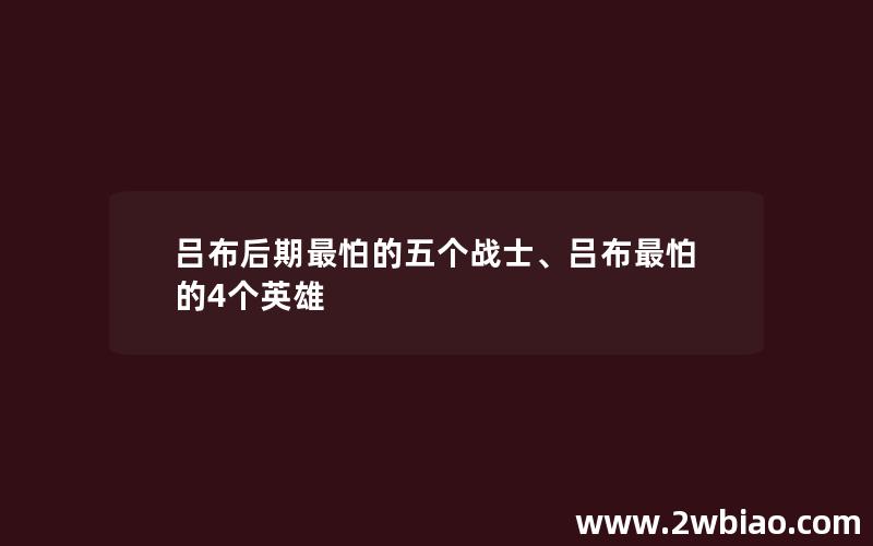 吕布后期最怕的五个战士、吕布最怕的4个英雄