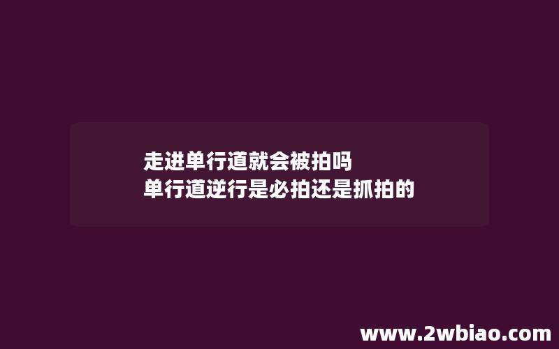 走进单行道就会被拍吗 单行道逆行是必拍还是抓拍的