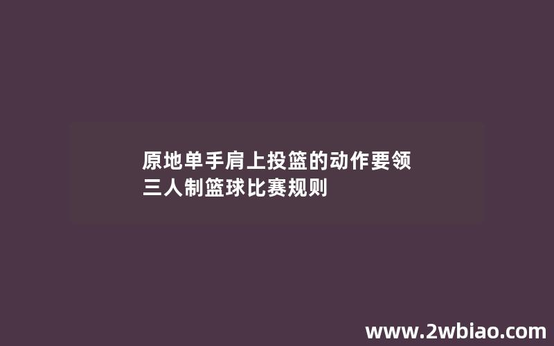 原地单手肩上投篮的动作要领 三人制篮球比赛规则