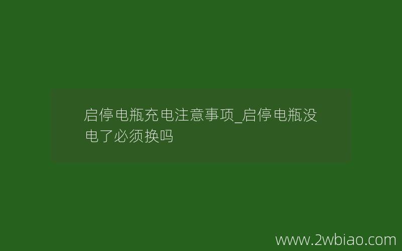 启停电瓶充电注意事项_启停电瓶没电了必须换吗