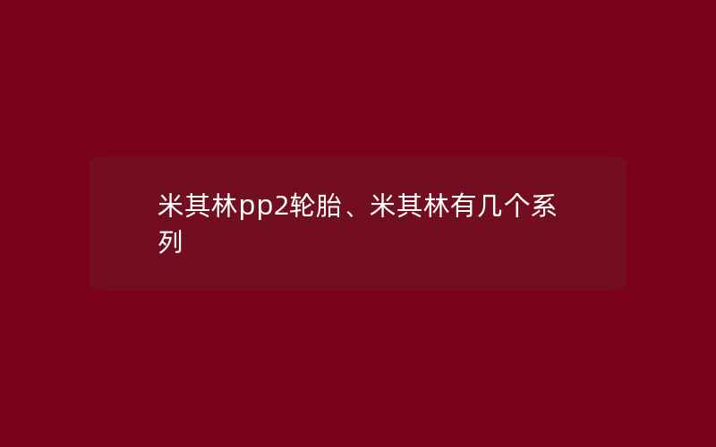 米其林pp2轮胎、米其林有几个系列