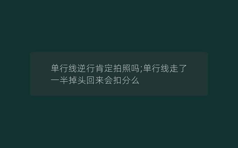 单行线逆行肯定拍照吗;单行线走了一半掉头回来会扣分么