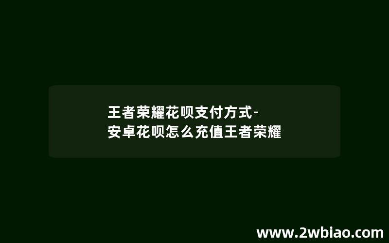 王者荣耀花呗支付方式-安卓花呗怎么充值王者荣耀