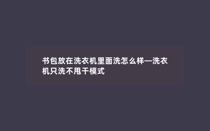 书包放在洗衣机里面洗怎么样—洗衣机只洗不甩干模式