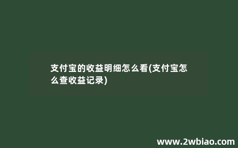 支付宝的收益明细怎么看(支付宝怎么查收益记录)