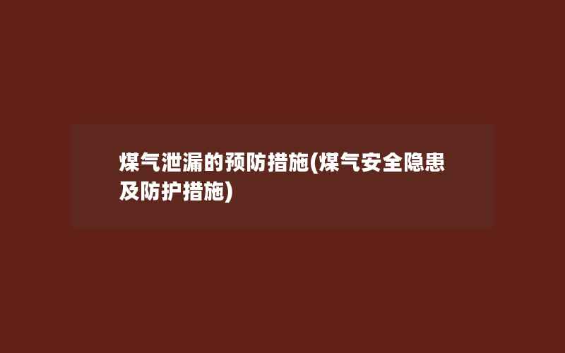 煤气泄漏的预防措施(煤气安全隐患及防护措施)