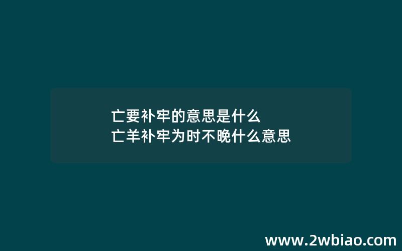 亡要补牢的意思是什么 亡羊补牢为时不晚什么意思