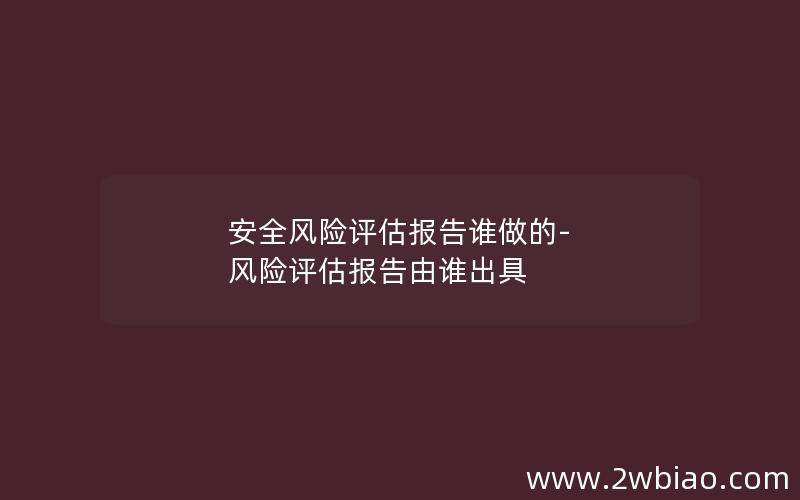 安全风险评估报告谁做的-风险评估报告由谁出具