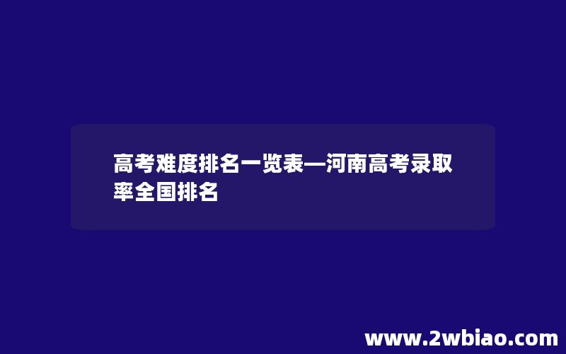 高考难度排名一览表—河南高考录取率全国排名