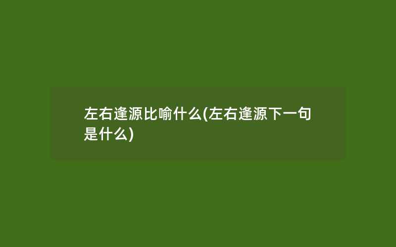 左右逢源比喻什么(左右逢源下一句是什么)