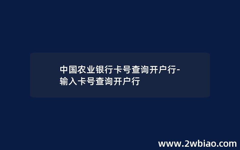 中国农业银行卡号查询开户行-输入卡号查询开户行