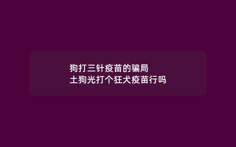 狗打三针疫苗的骗局 土狗光打个狂犬疫苗行吗