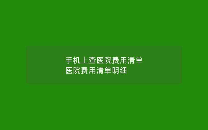 手机上查医院费用清单 医院费用清单明细