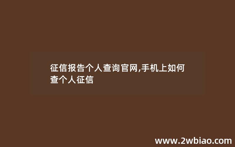 征信报告个人查询官网,手机上如何查个人征信