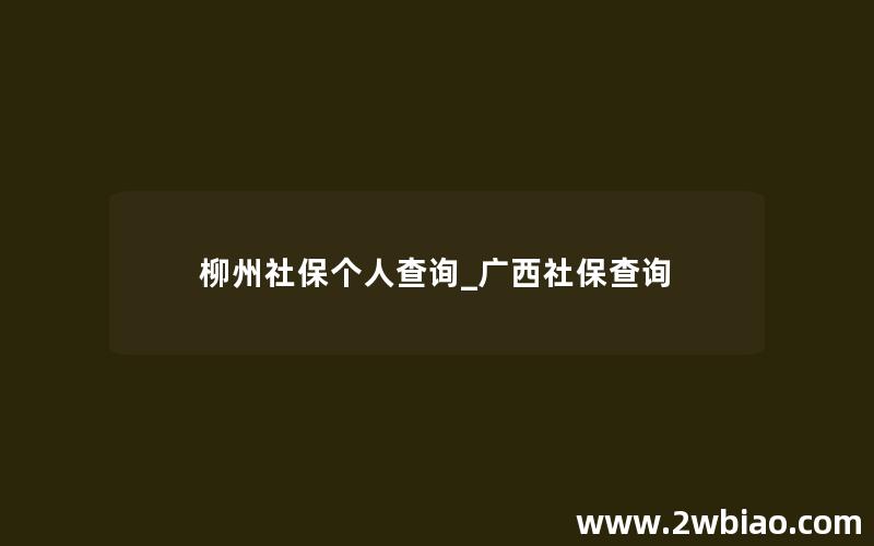 柳州社保个人查询_广西社保查询