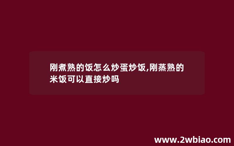 刚煮熟的饭怎么炒蛋炒饭,刚蒸熟的米饭可以直接炒吗