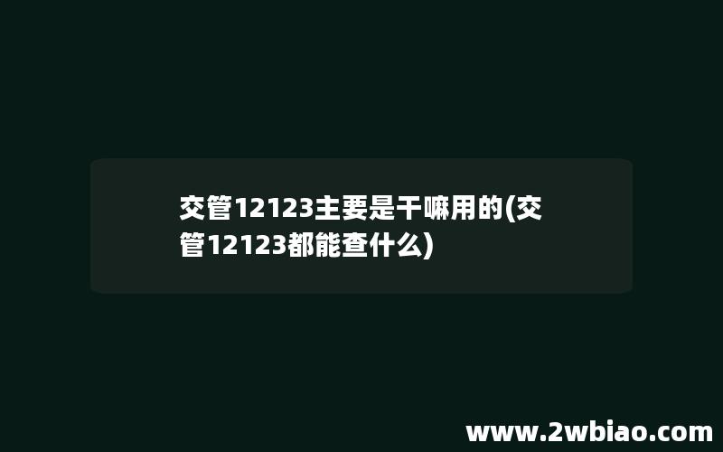 交管12123主要是干嘛用的(交管12123都能查什么)