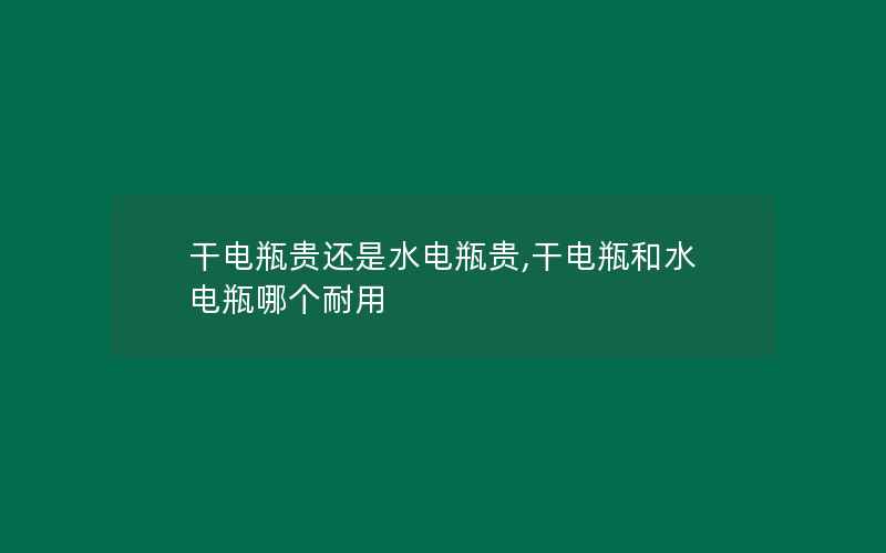 干电瓶贵还是水电瓶贵,干电瓶和水电瓶哪个耐用