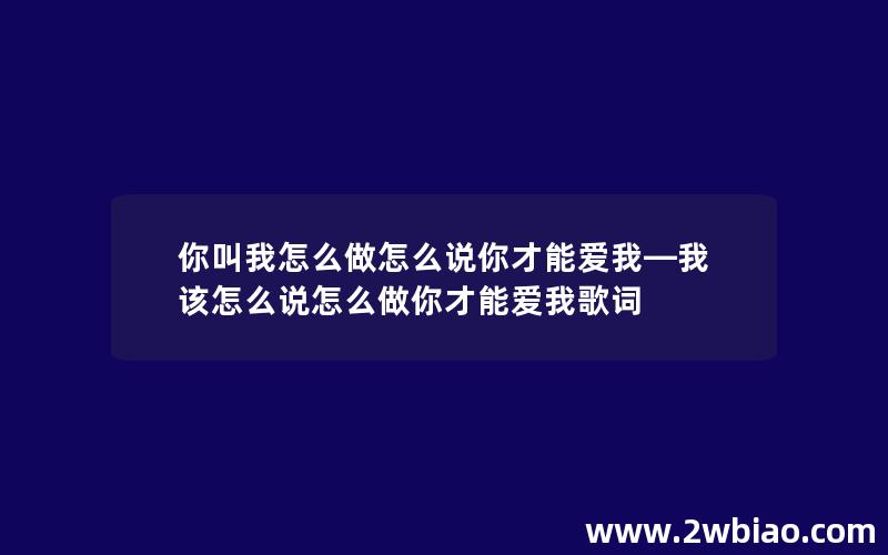 你叫我怎么做怎么说你才能爱我—我该怎么说怎么做你才能爱我歌词