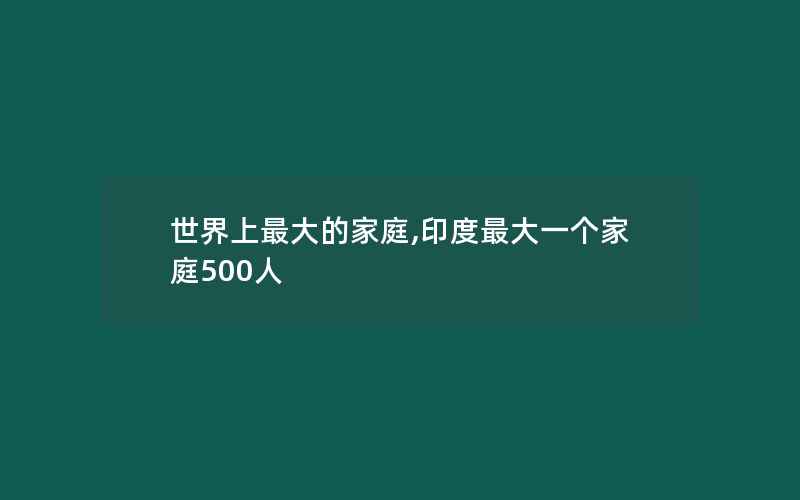 世界上最大的家庭,印度最大一个家庭500人