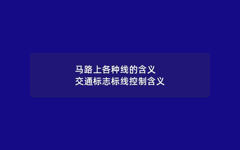 马路上各种线的含义 交通标志标线控制含义