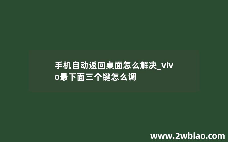 手机自动返回桌面怎么解决_vivo最下面三个键怎么调