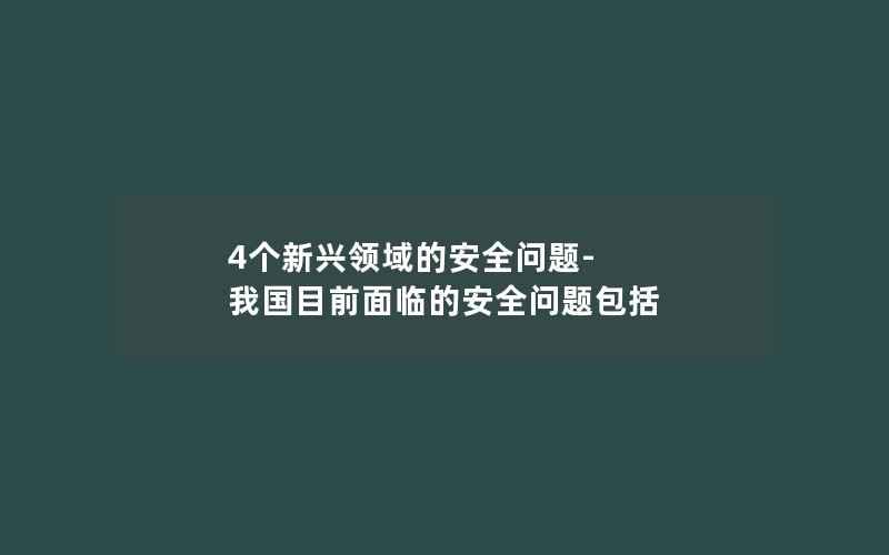 4个新兴领域的安全问题-我国目前面临的安全问题包括